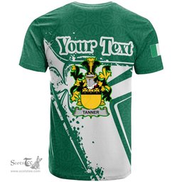ScotsTee Shop Irish Tanner Coat of Arms Irish Celtic Shamrock T Shirt Add Your Text Personalized T Shirt