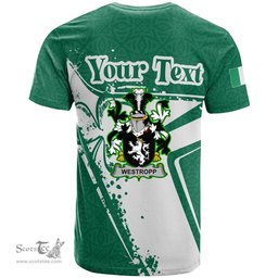 ScotsTee Shop Irish Westropp Coat of Arms Irish Celtic Shamrock T Shirt Add Your Text Personalized T Shirt