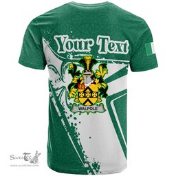 ScotsTee Shop Irish Walpole Coat of Arms Irish Celtic Shamrock T Shirt Add Your Text Personalized T Shirt