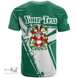 ScotsTee Shop Irish Shortall Coat of Arms Irish Celtic Shamrock T Shirt Add Your Text Personalized T Shirt