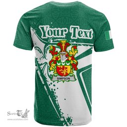 ScotsTee Shop Irish Simpson Coat of Arms Irish Celtic Shamrock T Shirt Add Your Text Personalized T Shirt