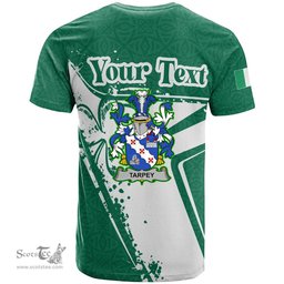 ScotsTee Shop Irish Tarpey Coat of Arms Irish Celtic Shamrock T Shirt Add Your Text Personalized T Shirt