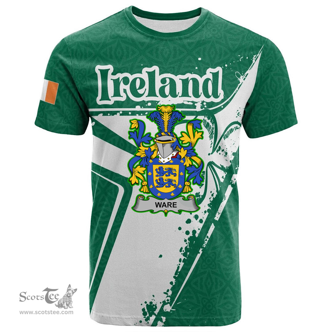 ScotsTee Shop Irish Ware Coat of Arms Irish Celtic Shamrock T Shirt Add Your Text Personalized T Shirt