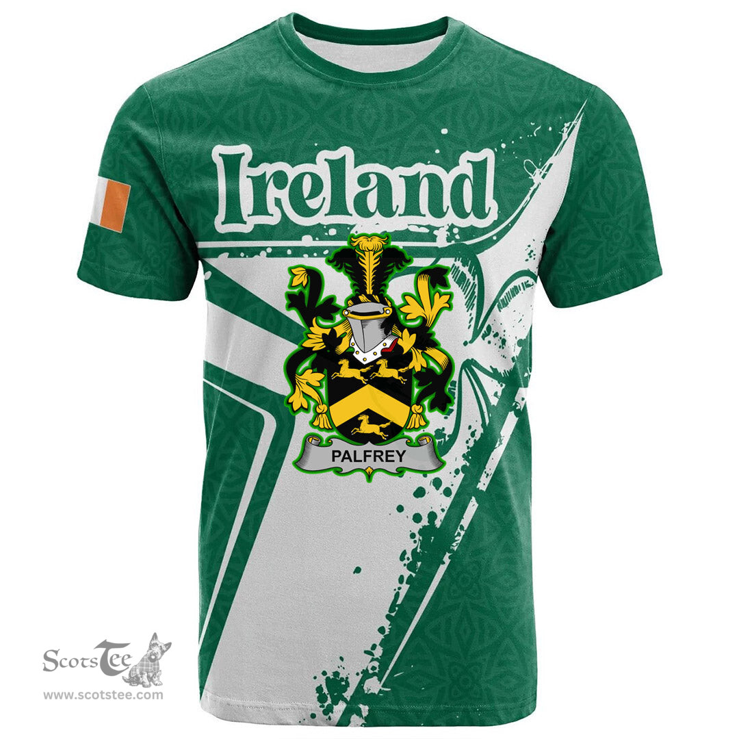 ScotsTee Shop Irish Palfrey Coat of Arms Irish Celtic Shamrock T Shirt Add Your Text Personalized T Shirt