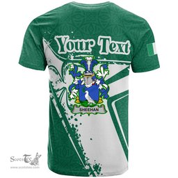 ScotsTee Shop Irish Sheehan or O Sheehan Coat of Arms Irish Celtic Shamrock T Shirt Add Your Text Personalized T Shirt