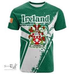 ScotsTee Shop Irish Thomas Coat of Arms Irish Celtic Shamrock T Shirt Add Your Text Personalized T Shirt