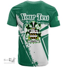 ScotsTee Shop Irish Temple Coat of Arms Irish Celtic Shamrock T Shirt Add Your Text Personalized T Shirt