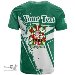 ScotsTee Shop Irish Murphy Muskerry Coat of Arms Irish Celtic Shamrock T Shirt Add Your Text Personalized T Shirt