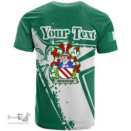 ScotsTee Shop Irish Widenham Coat of Arms Irish Celtic Shamrock T Shirt Add Your Text Personalized T Shirt
