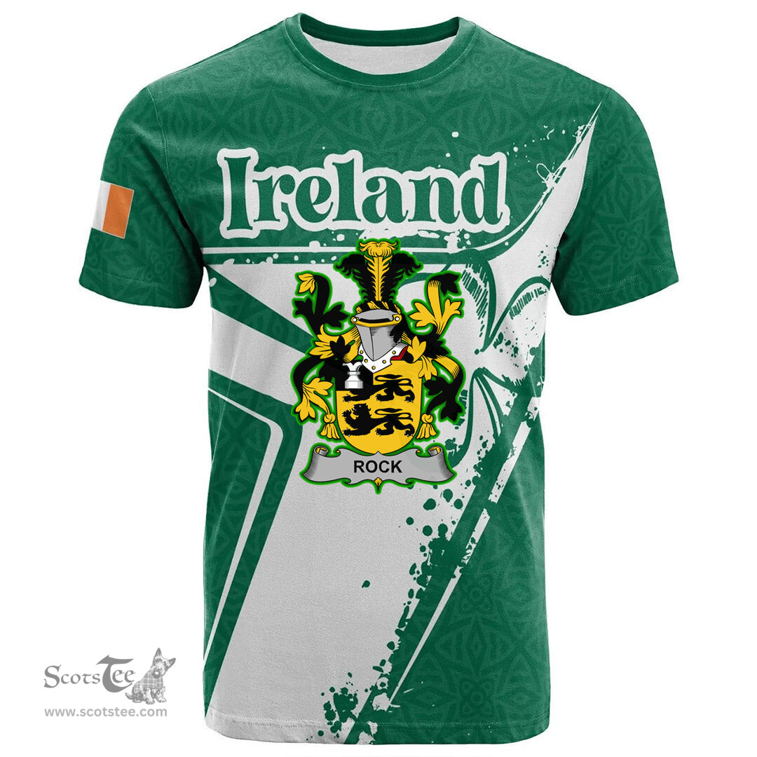 ScotsTee Shop Irish Rock Coat of Arms Irish Celtic Shamrock T Shirt Add Your Text Personalized T Shirt