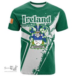 ScotsTee Shop Irish Sheppard Coat of Arms Irish Celtic Shamrock T Shirt Add Your Text Personalized T Shirt
