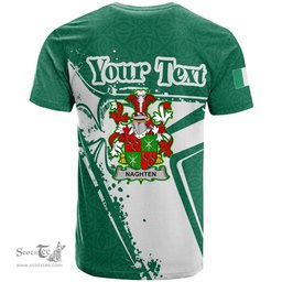 ScotsTee Shop Irish Naghten or O Naghten Coat of Arms Irish Celtic Shamrock T Shirt Add Your Text Personalized T Shirt