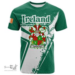 ScotsTee Shop Irish Naghten or O Naghten Coat of Arms Irish Celtic Shamrock T Shirt Add Your Text Personalized T Shirt