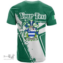 ScotsTee Shop Irish Peppard Coat of Arms Irish Celtic Shamrock T Shirt Add Your Text Personalized T Shirt