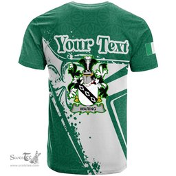 ScotsTee Shop Irish Waring Coat of Arms Irish Celtic Shamrock T Shirt Add Your Text Personalized T Shirt