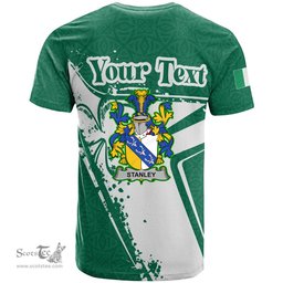 ScotsTee Shop Irish Stanley Coat of Arms Irish Celtic Shamrock T Shirt Add Your Text Personalized T Shirt
