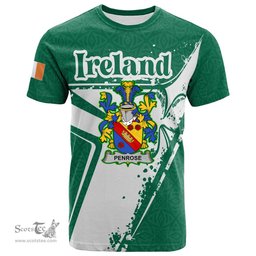 ScotsTee Shop Irish Penrose Coat of Arms Irish Celtic Shamrock T Shirt Add Your Text Personalized T Shirt