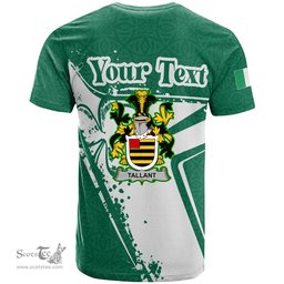 ScotsTee Shop Irish Tallant or Tallon Coat of Arms Irish Celtic Shamrock T Shirt Add Your Text Personalized T Shirt