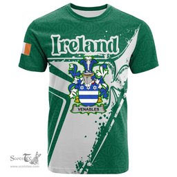 ScotsTee Shop Irish Venables Coat of Arms Irish Celtic Shamrock T Shirt Add Your Text Personalized T Shirt