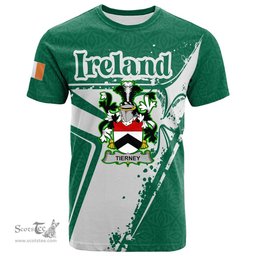 ScotsTee Shop Irish Tierney or O Tierney Coat of Arms Irish Celtic Shamrock T Shirt Add Your Text Personalized T Shirt