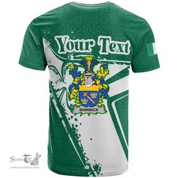 ScotsTee Shop Irish Shinnick Coat of Arms Irish Celtic Shamrock T Shirt Add Your Text Personalized T Shirt