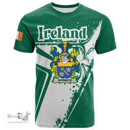 ScotsTee Shop Irish Shinnick Coat of Arms Irish Celtic Shamrock T Shirt Add Your Text Personalized T Shirt