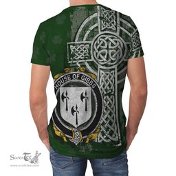 ScotsTee Shop Irish Gibbs Coat of Arms Irish Family Crest T Shirt Irish Shamrock Celtic Cross Green T Shirt