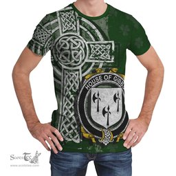 ScotsTee Shop Irish Gibbs Coat of Arms Irish Family Crest T Shirt Irish Shamrock Celtic Cross Green T Shirt