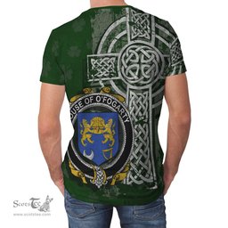 ScotsTee Shop Irish Fogarty or O'Fogarty Coat of Arms Irish Family Crest T Shirt Irish Shamrock Celtic Cross Green T Shirt