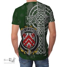 ScotsTee Shop Irish Garvey or O'Garvey Coat of Arms Irish Family Crest T Shirt Irish Shamrock Celtic Cross Green T Shirt