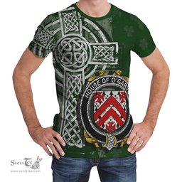 ScotsTee Shop Irish Garvey or O'Garvey Coat of Arms Irish Family Crest T Shirt Irish Shamrock Celtic Cross Green T Shirt