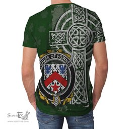 ScotsTee Shop Irish Fownes Coat of Arms Irish Family Crest T Shirt Irish Shamrock Celtic Cross Green T Shirt