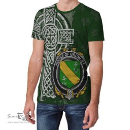 ScotsTee Shop Irish Grumley Coat of Arms Irish Family Crest T Shirt Irish Shamrock Celtic Cross Green T Shirt