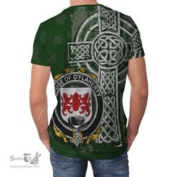 ScotsTee Shop Irish Flaherty or O'Flaherty Coat of Arms Irish Family Crest T Shirt Irish Shamrock Celtic Cross Green T Shirt