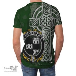 ScotsTee Shop Irish Fitz-Rice Coat of Arms Irish Family Crest T Shirt Irish Shamrock Celtic Cross Green T Shirt