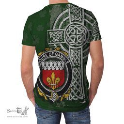 ScotsTee Shop Irish Gamble Coat of Arms Irish Family Crest T Shirt Irish Shamrock Celtic Cross Green T Shirt