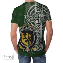 ScotsTee Shop Irish Francis Coat of Arms Irish Family Crest T Shirt Irish Shamrock Celtic Cross Green T Shirt