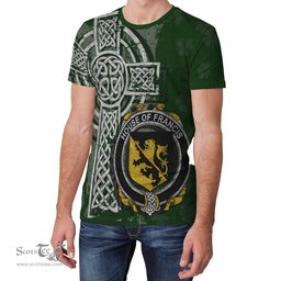 ScotsTee Shop Irish Francis Coat of Arms Irish Family Crest T Shirt Irish Shamrock Celtic Cross Green T Shirt