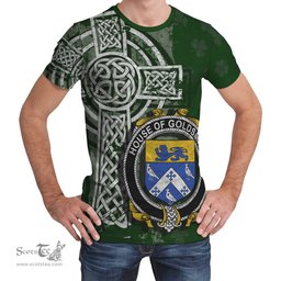 ScotsTee Shop Irish Goldsmith Coat of Arms Irish Family Crest T Shirt Irish Shamrock Celtic Cross Green T Shirt