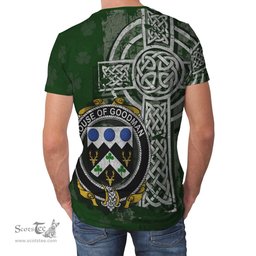 ScotsTee Shop Irish Goodman Coat of Arms Irish Family Crest T Shirt Irish Shamrock Celtic Cross Green T Shirt