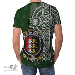 ScotsTee Shop Irish Grady or O'Grady Coat of Arms Irish Family Crest T Shirt Irish Shamrock Celtic Cross Green T Shirt
