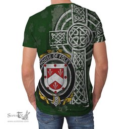 ScotsTee Shop Irish Foley Coat of Arms Irish Family Crest T Shirt Irish Shamrock Celtic Cross Green T Shirt