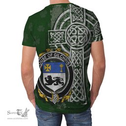 ScotsTee Shop Irish Gilchrist or McGilchrist Coat of Arms Irish Family Crest T Shirt Irish Shamrock Celtic Cross Green T Shirt