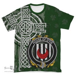 ScotsTee Shop Irish Foy or O'Fie Coat of Arms Irish Family Crest T Shirt Irish Shamrock Celtic Cross Green T Shirt