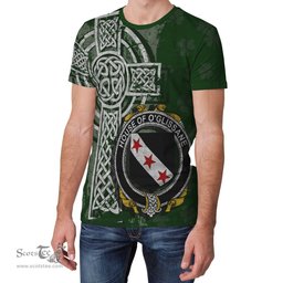 ScotsTee Shop Irish Gleeson or O'Glissane Coat of Arms Irish Family Crest T Shirt Irish Shamrock Celtic Cross Green T Shirt
