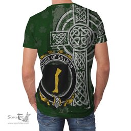ScotsTee Shop Irish Gillman Coat of Arms Irish Family Crest T Shirt Irish Shamrock Celtic Cross Green T Shirt