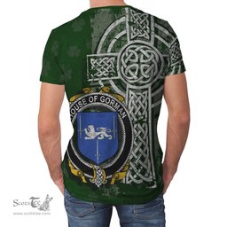 ScotsTee Shop Irish Gorman or McGorman Coat of Arms Irish Family Crest T Shirt Irish Shamrock Celtic Cross Green T Shirt