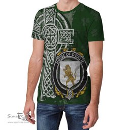 ScotsTee Shop Irish Halie or O'Halie Coat of Arms Irish Family Crest T Shirt Irish Shamrock Celtic Cross Green T Shirt