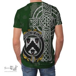 ScotsTee Shop Irish Lee or O'Lee Coat of Arms Irish Family Crest T Shirt Irish Shamrock Celtic Cross Green T Shirt