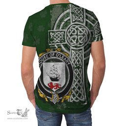 ScotsTee Shop Irish Leary or O'Leary Coat of Arms Irish Family Crest T Shirt Irish Shamrock Celtic Cross Green T Shirt
